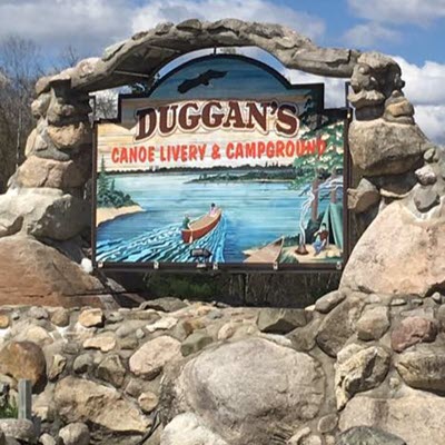 Duggans family campground & Canoe Livery sign